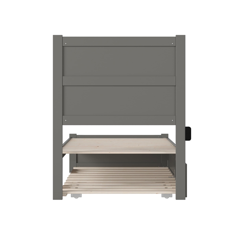Pemberly Row Wood Twin Bed with Footboard and Twin Trundle in White