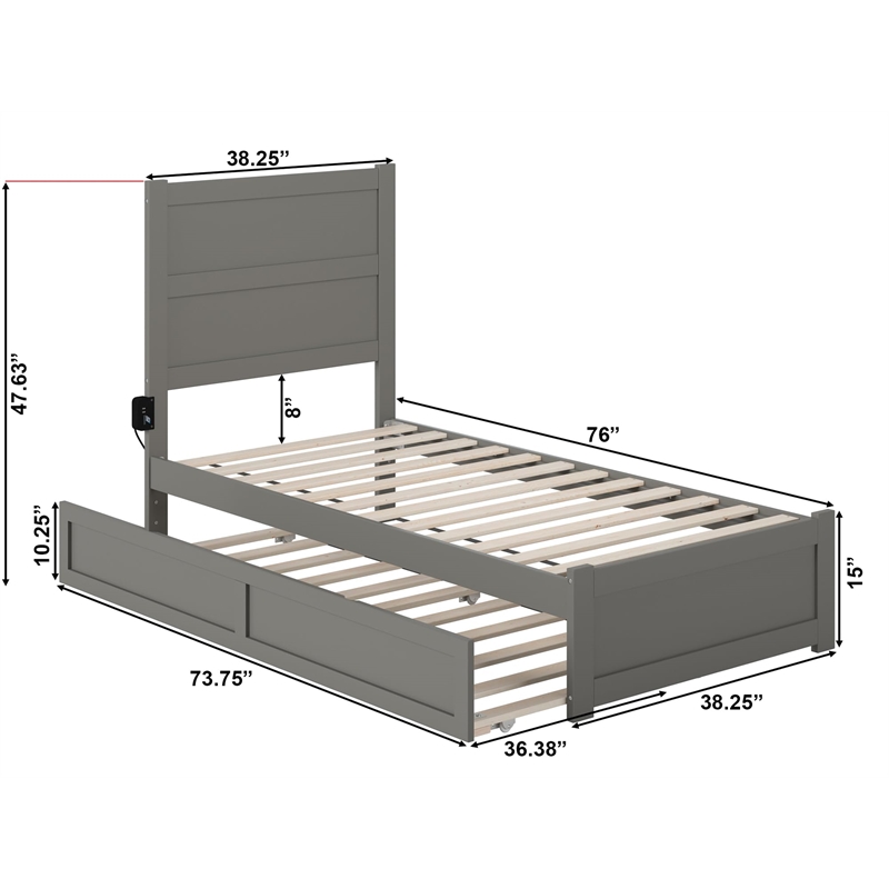 Pemberly Row Wood Twin Bed with Footboard and Twin Trundle in White