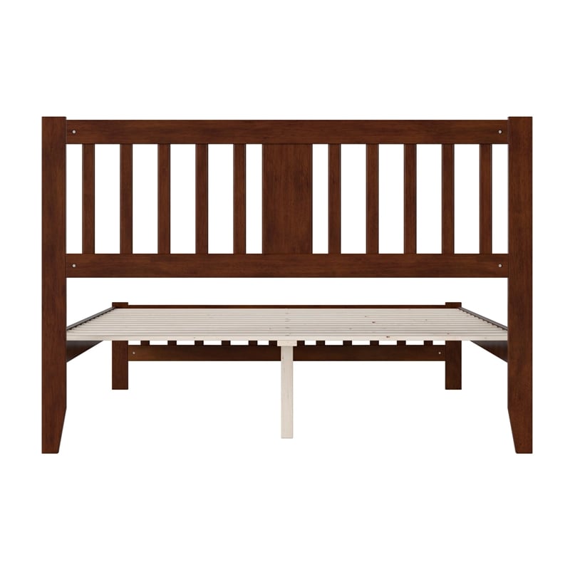 Pemberly Row Contemporary Wood Queen Bed with Footboard in Walnut