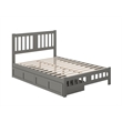 Pemberly Row Wood Full Bed with Footboard and 2 Drawers in Gray