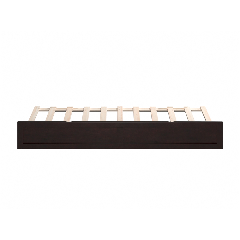 Pemberly Row Solid Wood Modern Twin Size Panel Trundle in Espresso
