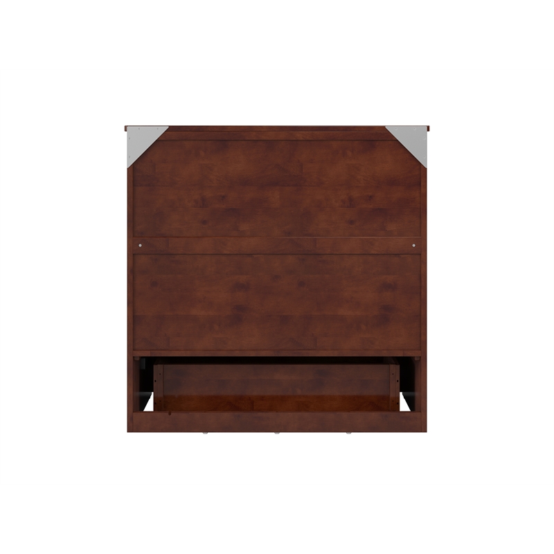 Pemberly Row Twin XL Solid Wood Modern Murphy Bed Chest with Mattress in Walnut