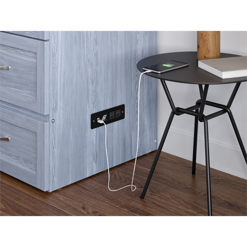 Pemberly Row Twin XL Solid Wood Murphy Bed Chest with Mattress - Driftwood