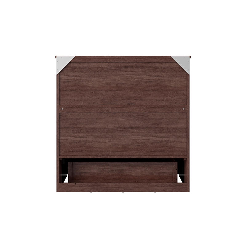 Pemberly Row Twin XL Solid Wood Murphy Bed Chest with Mattress Burnt Amber