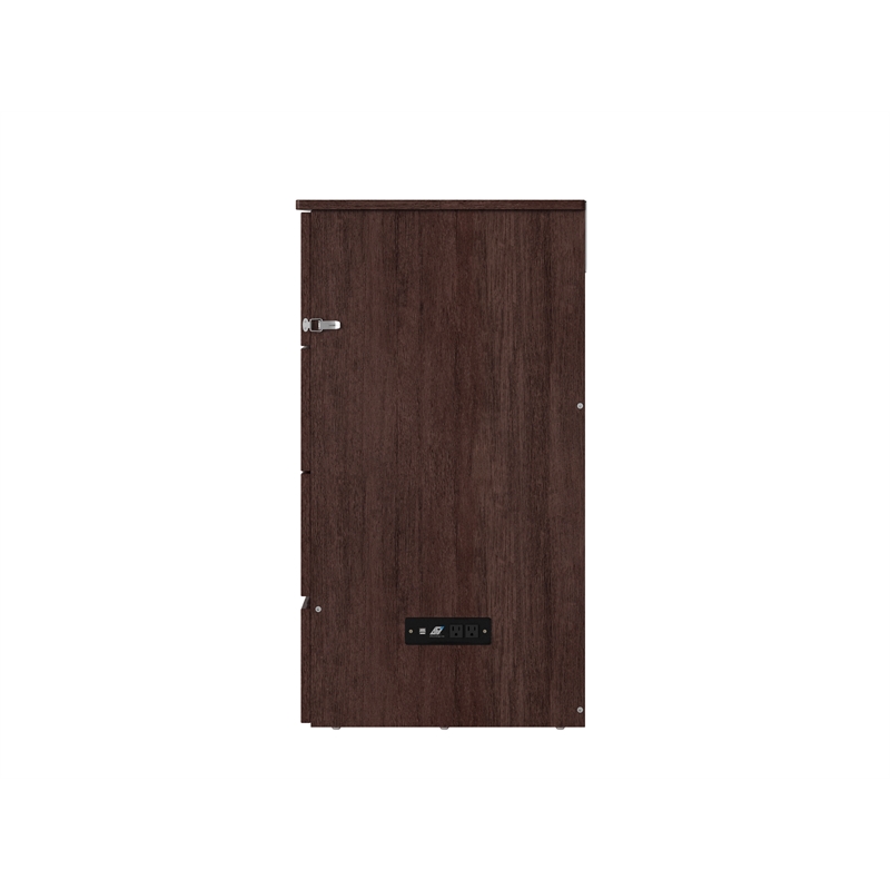 Pemberly Row Twin XL Solid Wood Murphy Bed Chest with Mattress Burnt Amber