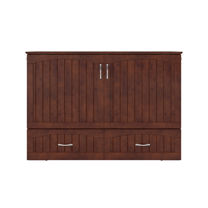 Pemberly Row Murphy Modern Solid Wood Full Bed Chest with Mattress in Walnut