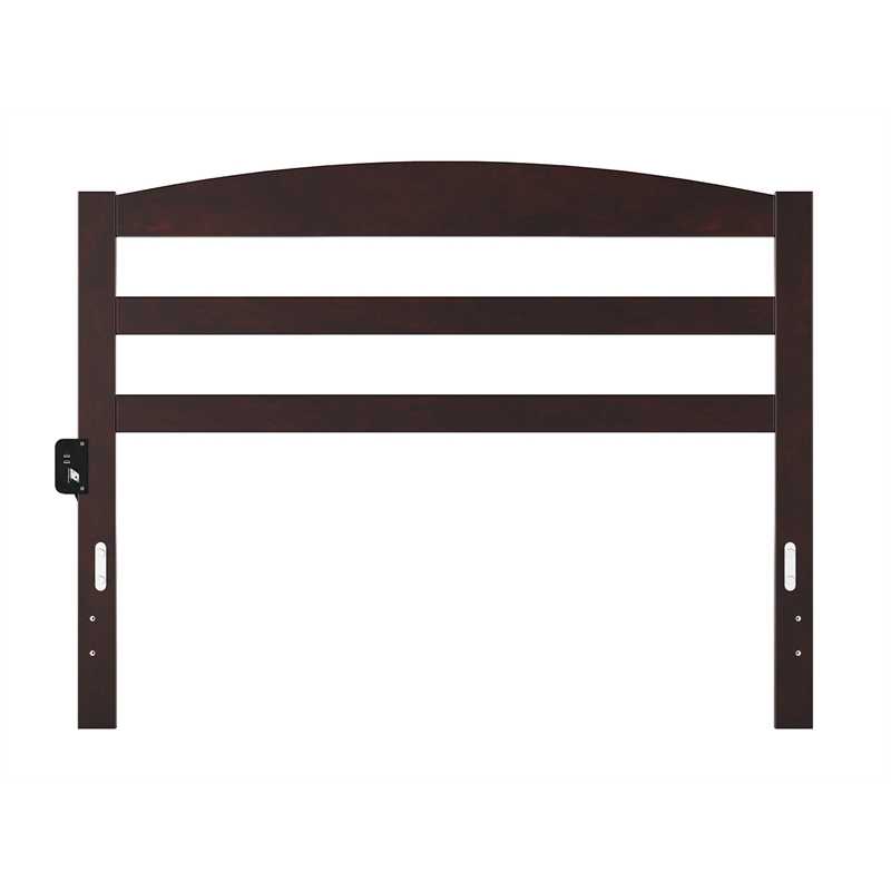 Pemberly Row Arched Horizontal Slat Solid Wood Headboard Full in Espresso
