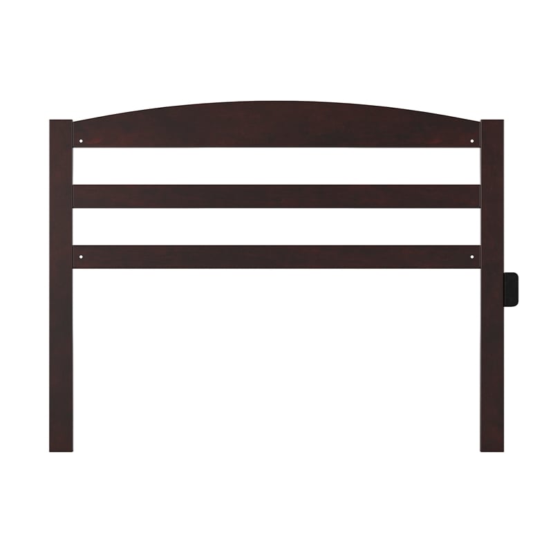 Pemberly Row Arched Horizontal Slat Solid Wood Headboard Full in Espresso