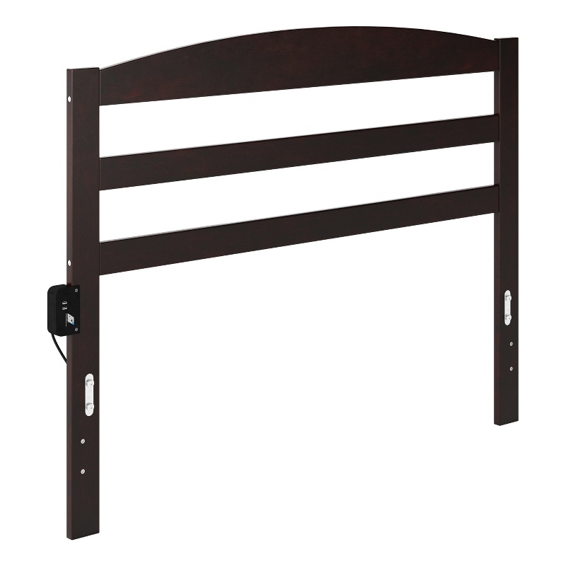 Pemberly Row Arched Horizontal Slat Solid Wood Headboard Full in Espresso