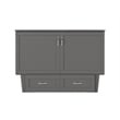 Pemberly Row Solid Wood Frame Full Size Murphy Bed Chest with Mattress in Gray