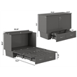 Pemberly Row Solid Wood Frame Full Size Murphy Bed Chest with Mattress in Gray