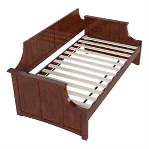 Pemberly Row Mid-Century Solid Wood Twin Daybed with Curved Backboard in Walnut