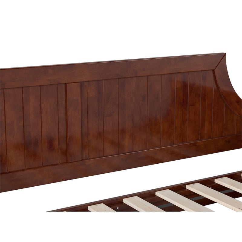 Pemberly Row Mid-Century Solid Wood Twin Daybed with Curved Backboard in Walnut