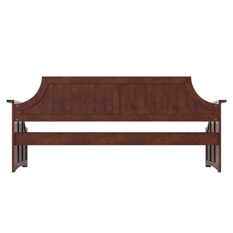 Pemberly Row Mid-Century Solid Wood Twin Daybed with Curved Backboard in Walnut