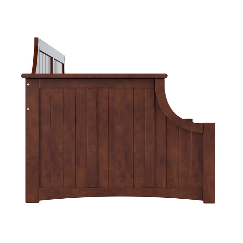 Pemberly Row Mid-Century Solid Wood Twin Daybed with Curved Backboard in Walnut