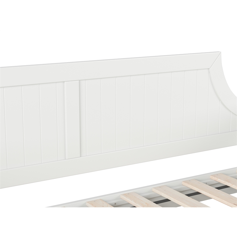 Pemberly Row Mid-Century Solid Wood Daybed with Twin Trundle in White