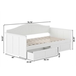 Pemberly Row Mid-Century Solid Wood Twin Daybed with Set of 2 Drawers in White