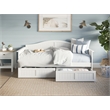 Pemberly Row Mid-Century Solid Wood Twin Daybed with Set of 2 Drawers in White