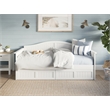 Pemberly Row Mid-Century Solid Wood Twin Daybed with Set of 2 Drawers in White