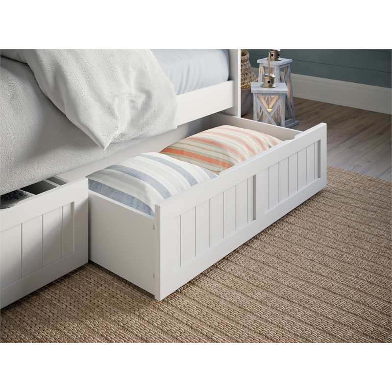 Pemberly Row Mid-Century Solid Wood Twin Daybed with Set of 2 Drawers in White