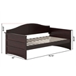 Pemberly Row Mid-Century Solid Wood Twin Daybed with Back Board in Espresso