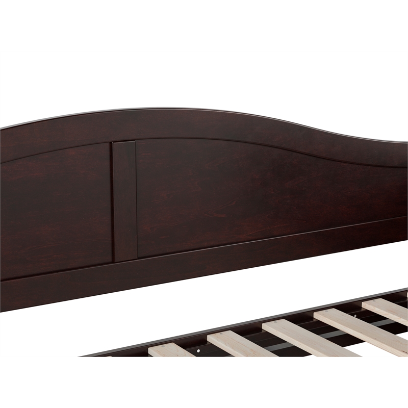 Pemberly Row Mid-Century Solid Wood Twin Daybed with Back Board in Espresso