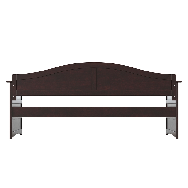 Pemberly Row Mid-Century Solid Wood Twin Daybed with Back Board in Espresso