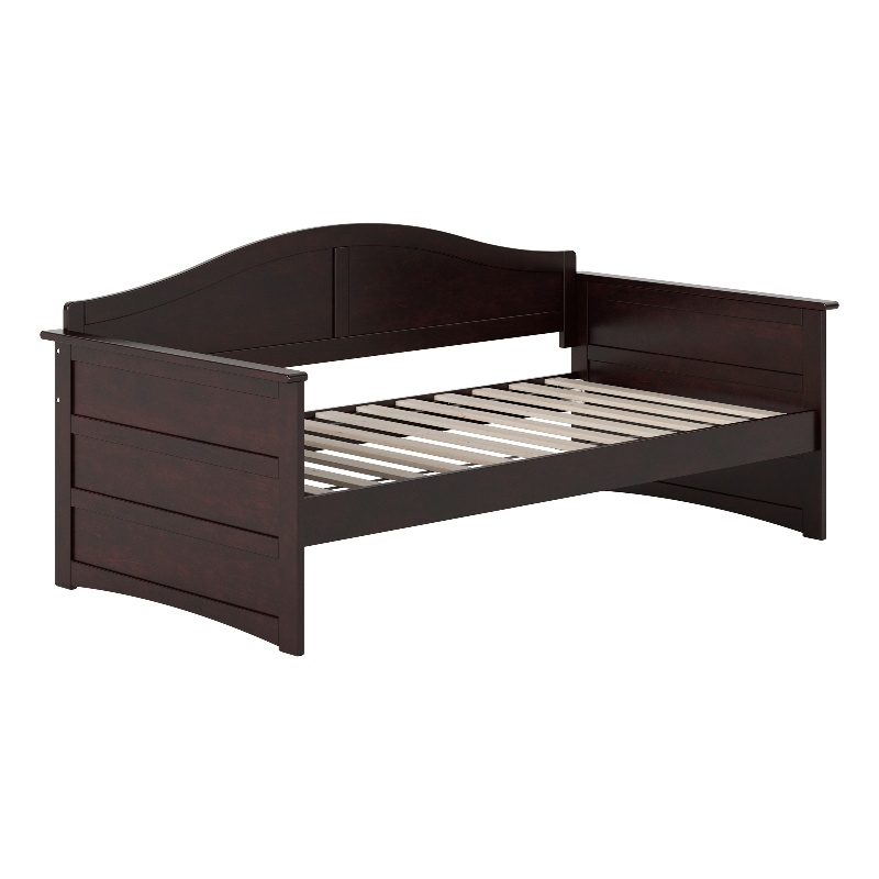 Pemberly Row Mid-Century Solid Wood Twin Daybed with Back Board in Espresso