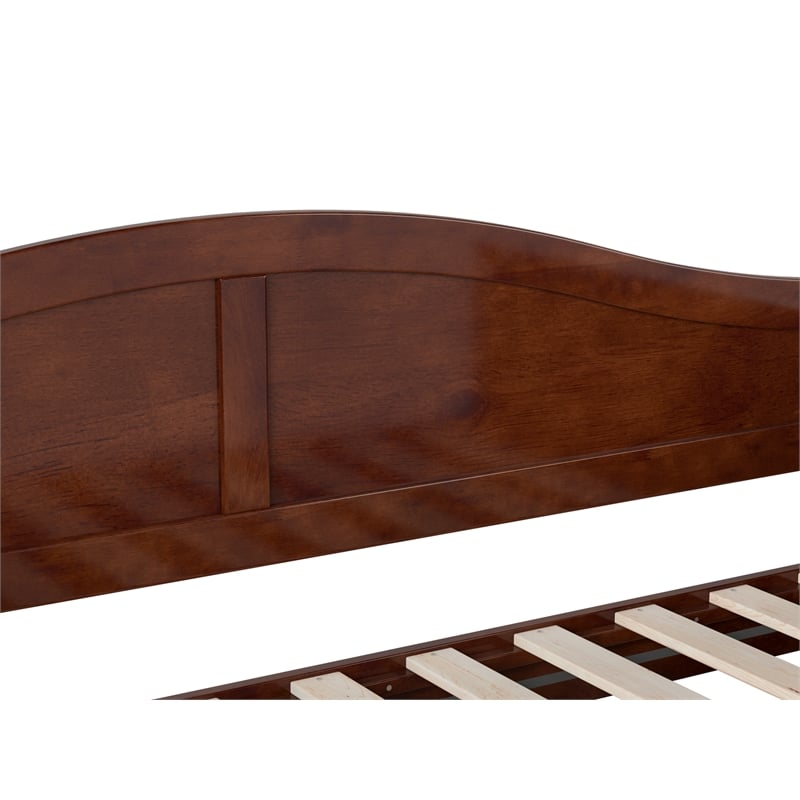 Pemberly Row Mid-Century Solid Wood Daybed with Twin Trundle in Walnut