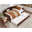 Pemberly Row Mid-Century Solid Wood Daybed with Twin Trundle in Walnut