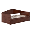 Pemberly Row Mid-Century Solid Wood Daybed with Twin Trundle in Walnut