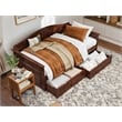 Pemberly Row Mid-Century Solid Wood Twin Daybed with Set of 2 Drawers in Walnut