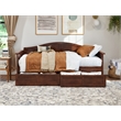 Pemberly Row Mid-Century Solid Wood Twin Daybed with Set of 2 Drawers in Walnut