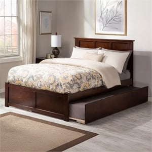 Pemberly Row Madison Wood King Platform Bed and Twin XL Trundle in Walnut