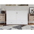 Pemberly Row Modern Queen Solid Wood Murphy Bed Chest with Mattress in White
