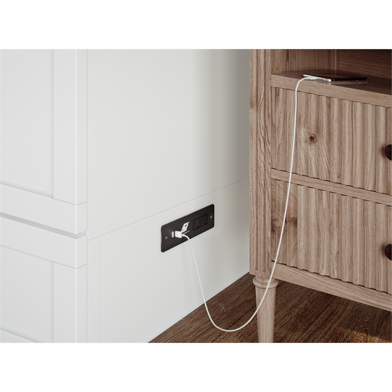 Pemberly Row Modern Queen Solid Wood Murphy Bed Chest with Mattress in White