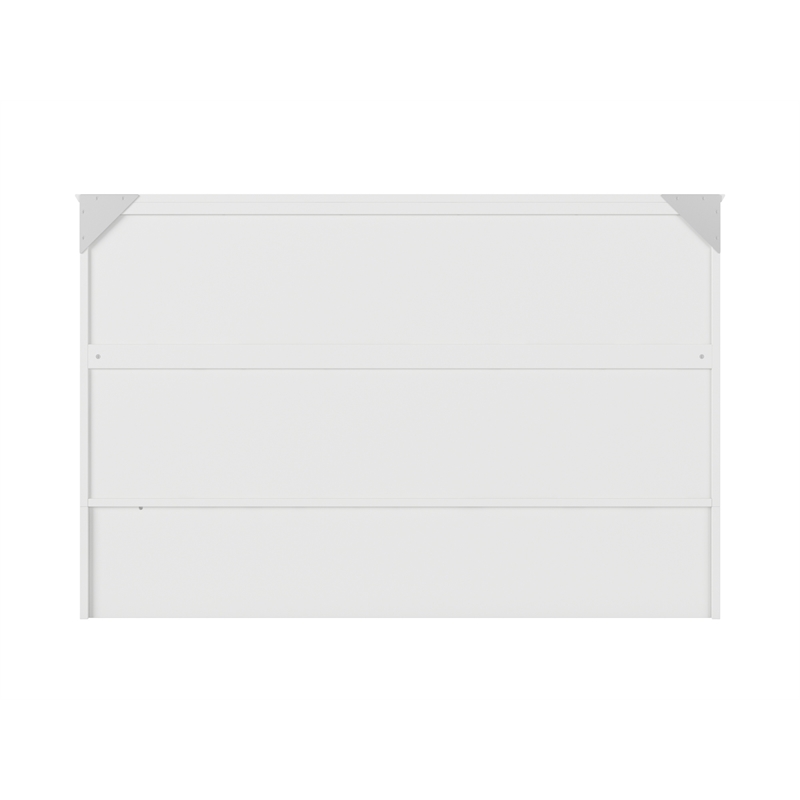 Pemberly Row Modern Queen Solid Wood Murphy Bed Chest with Mattress in White