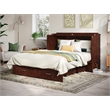 Pemberly Row Queen Solid Wood Murphy Bed Chest with Mattress in Walnut