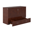 Pemberly Row Queen Solid Wood Murphy Bed Chest with Mattress in Walnut