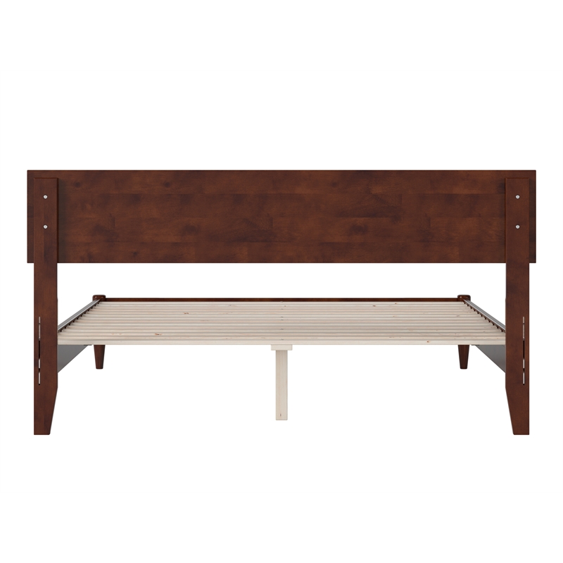 Pemberly Row Modern Solid Wood Low Profile Queen Platform Bed in Walnut