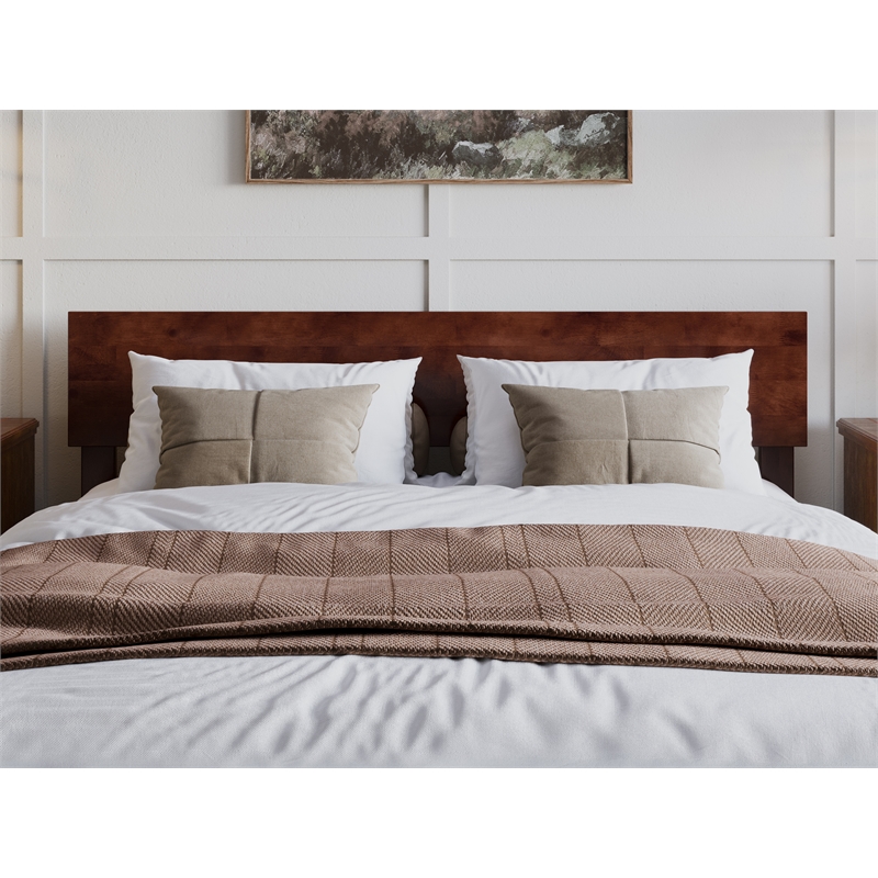 Pemberly Row Modern Solid Wood Low Profile Queen Platform Bed in Walnut