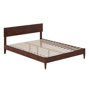 Pemberly Row Modern Solid Wood Low Profile Queen Platform Bed in Walnut