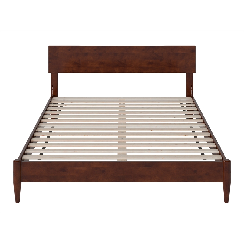 Pemberly Row Modern Solid Wood Low Profile Queen Platform Bed in Walnut