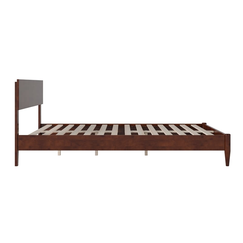 Pemberly Row Modern Solid Wood Low Profile Queen Platform Bed in Walnut