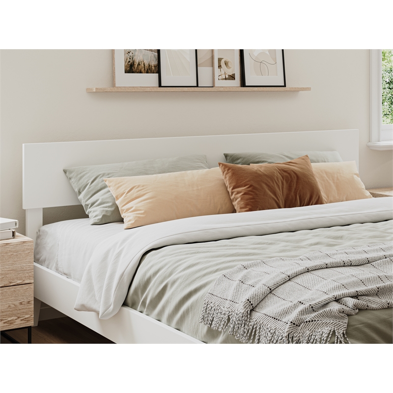 Pemberly Row Modern Solid Wood Low Profile King Platform Bed in White