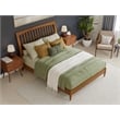 Pemberly Row Solid Wood Low Profile Sleigh Queen Platform Bed in Light Toffee