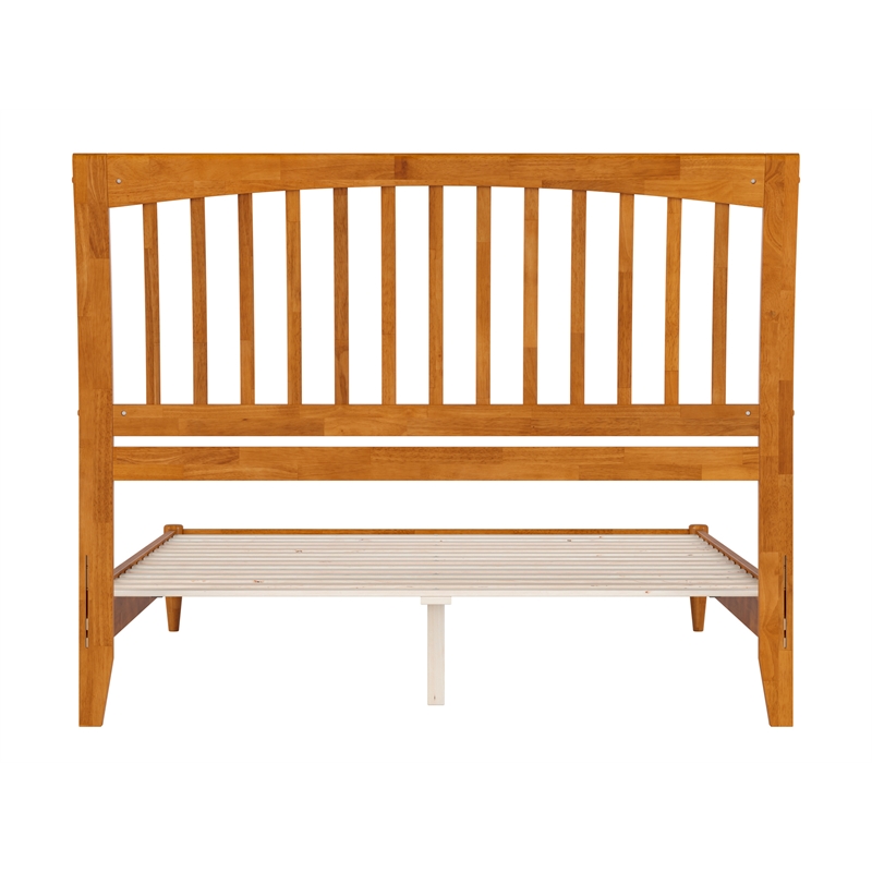 Pemberly Row Solid Wood Low Profile Sleigh Queen Platform Bed in Light Toffee