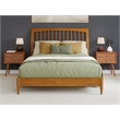 Pemberly Row Solid Wood Low Profile Sleigh Queen Platform Bed in Light Toffee