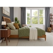 Pemberly Row Solid Wood Low Profile Sleigh Queen Platform Bed in Light Toffee