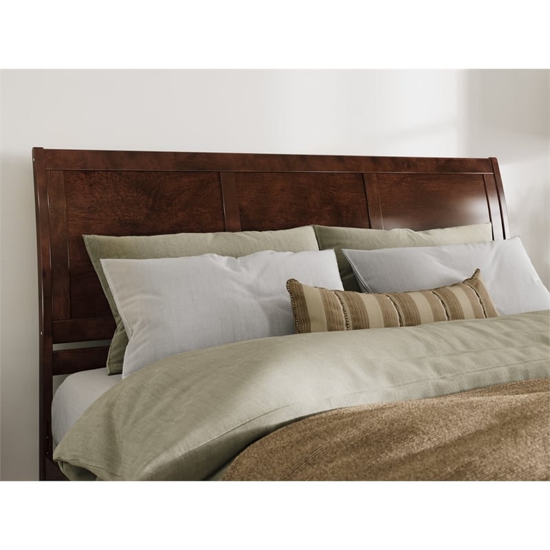 Pemberly Row Solid Wood Low Profile Sleigh King Platform Bed in Walnut